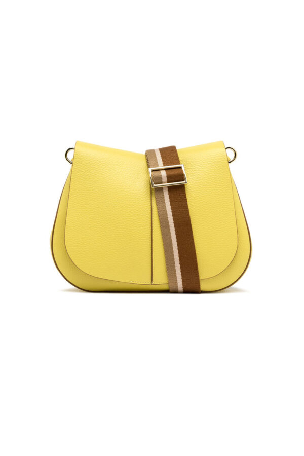 Borsa media in pelle gialla