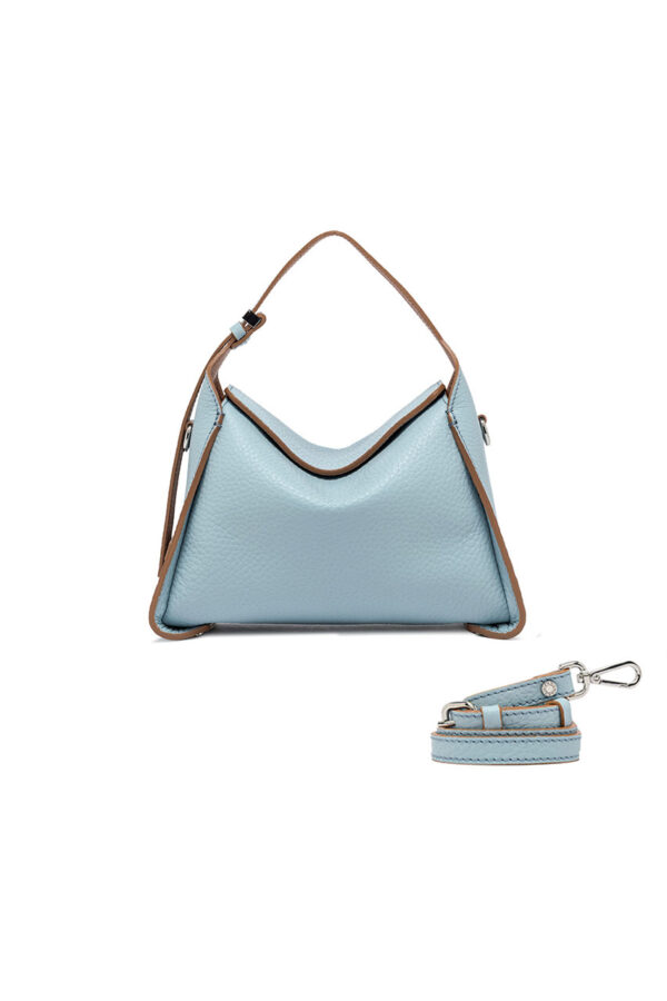 Borsa rettangolare in pelle celeste